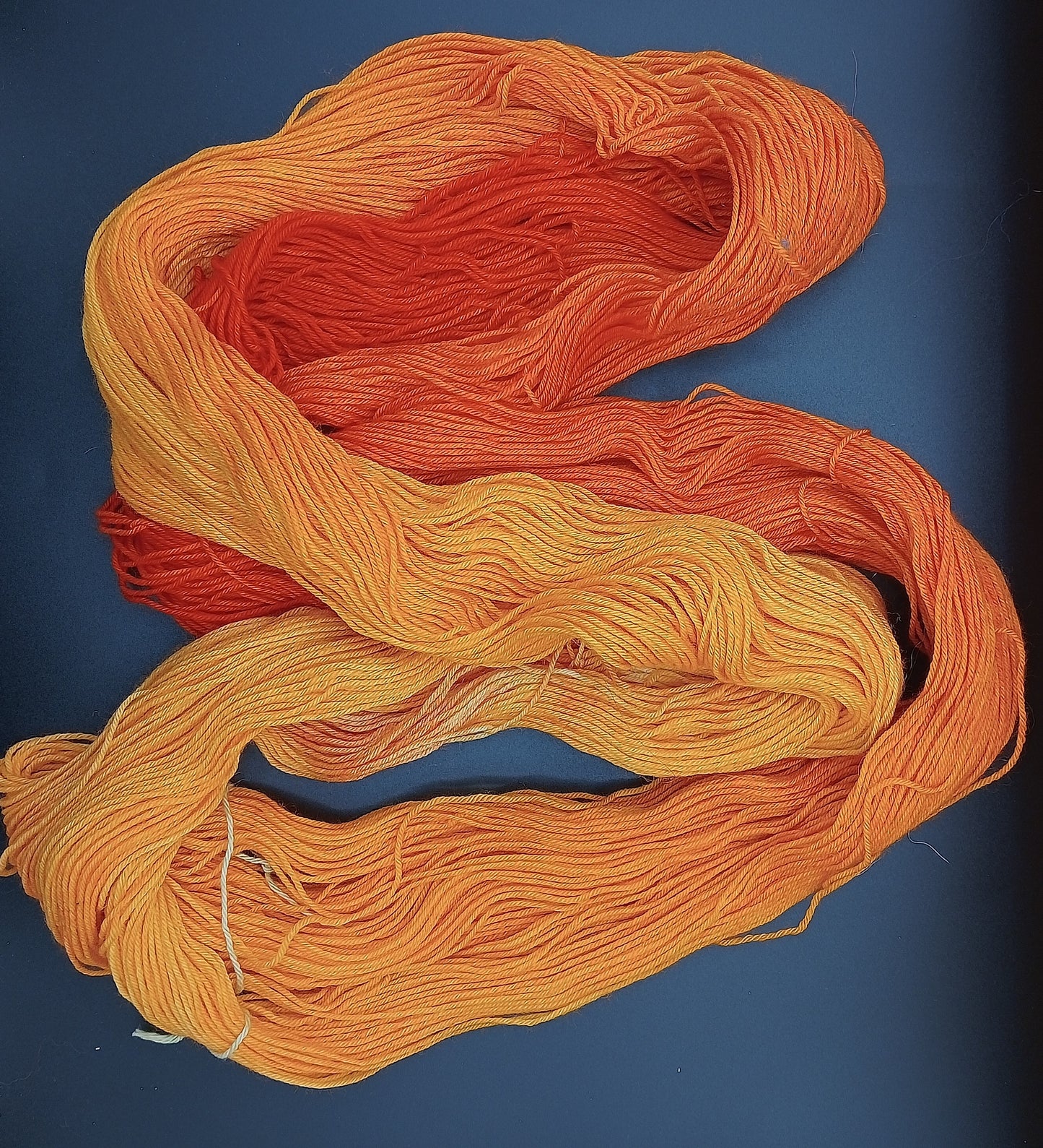 100G hand dyed Bluefaced Leicester/Nylon High Twist sock yarn - "Tequilla Sunrise"