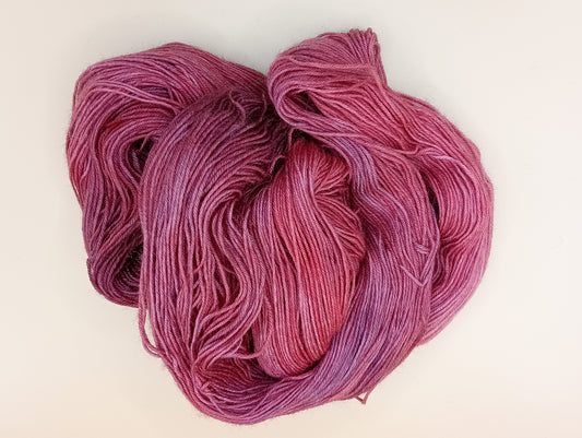 100G hand dyed Bluefaced Leicester/Nylon High Twist sock yarn - "Cherry Pie"