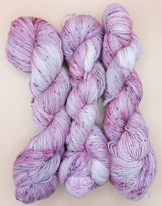 100G Merino/baby Alpaca/Silk hand dyed Yarn 4 Ply- "Raspberry Ripple"