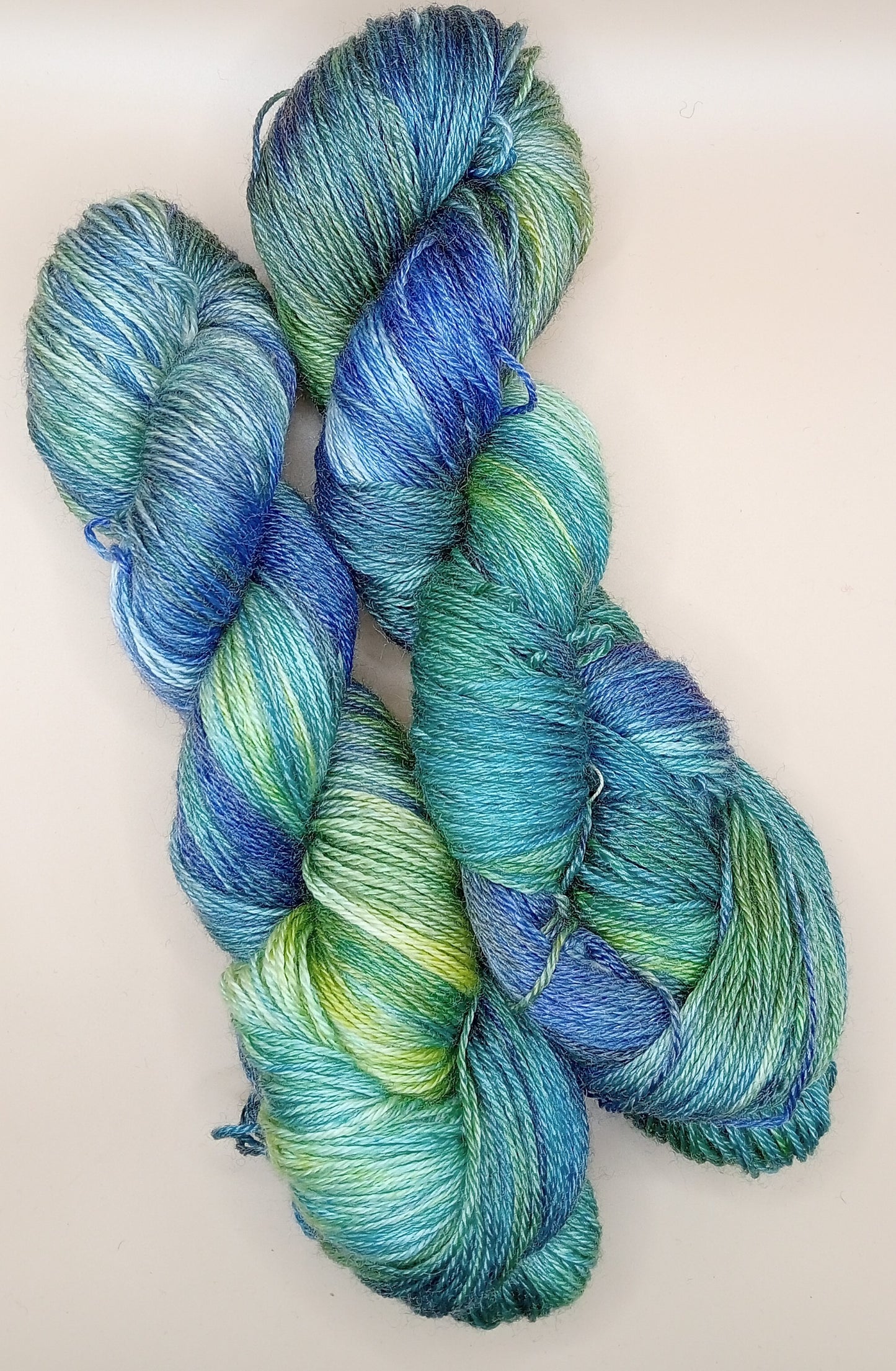 100G Merino/Tencel hand dyed luxury Yarn 4 Ply- "Peacock"