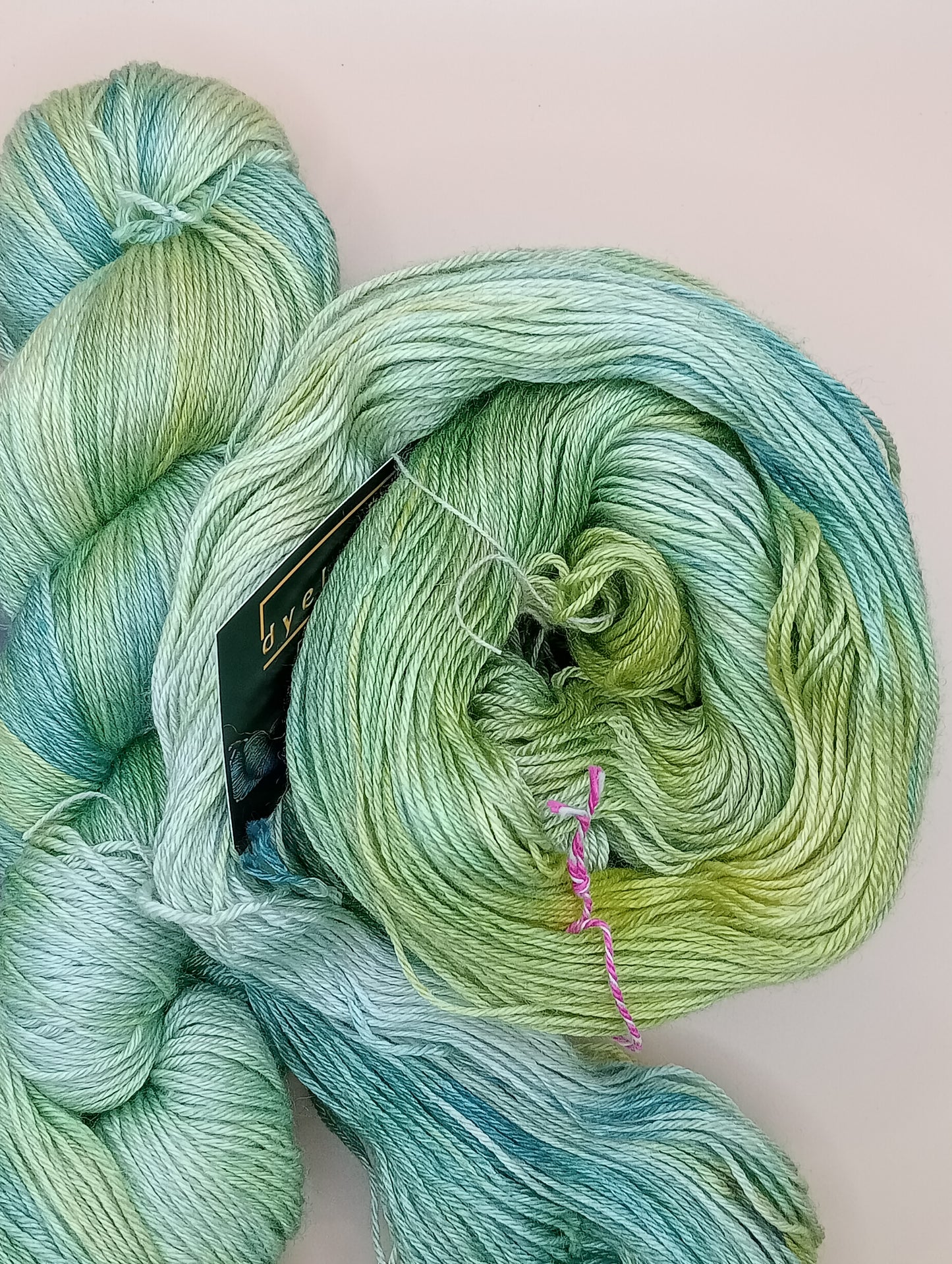 100G Bluefaced Leicester/Silk hand dyed 4 ply Yarn- "Evergreen Amaryllis"