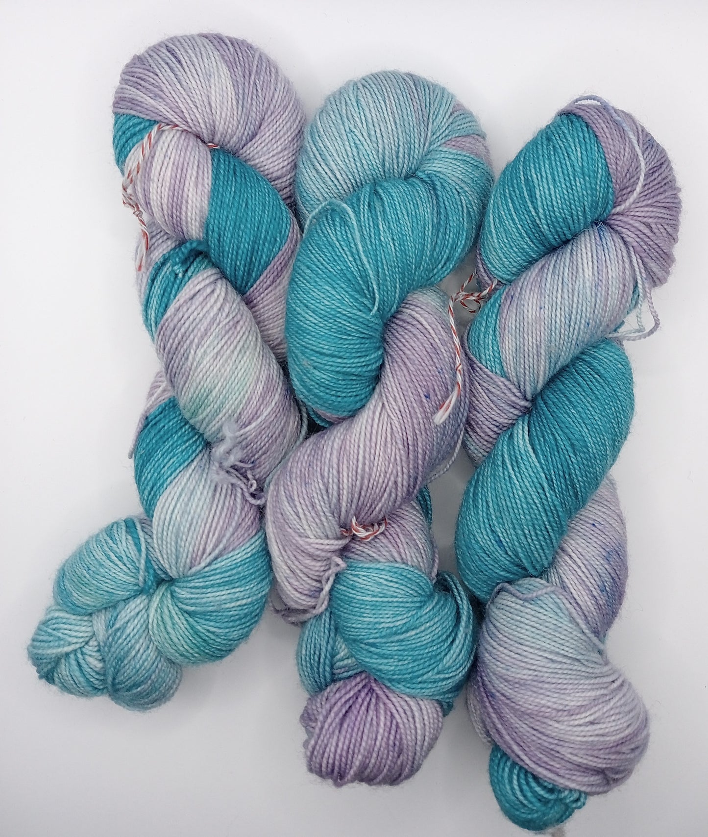100G hand dyed Bluefaced Leicester/Nylon High Twist sock yarn - "Aurora Reef"