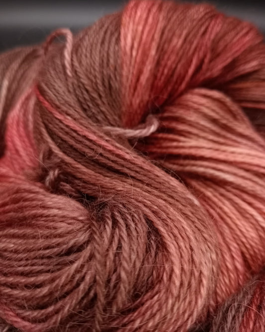100G Alpaca/Silk/   Cashmere hand dyed 4 ply Yarn- "Redwoods"