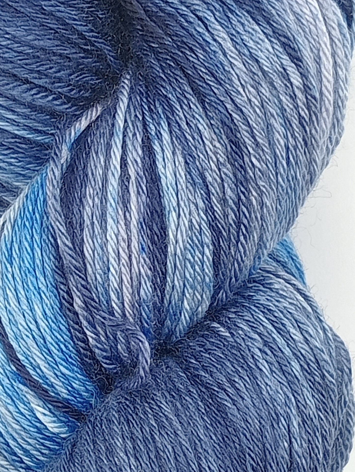 100G BFL/Silk hand dyed 4 ply Yarn- "Ice Cap"