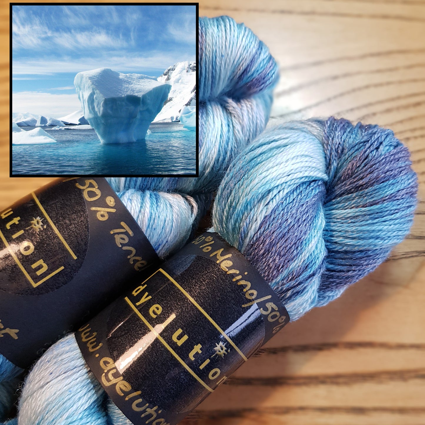 100G Merino/Tencel hand dyed luxury Yarn 4 Ply- "Glacial Light" - **SALE ITEM**