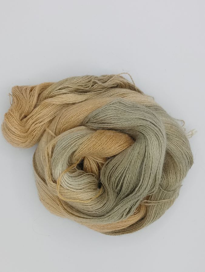 100G Alpaca/SIlk/Linen hand dyed Lace Weight Yarn- "Pheasants Tail Grass"